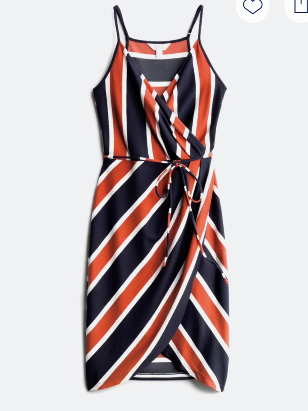 41 Hawthorn Navy, Rust & White Striped Wrap Midi Dress